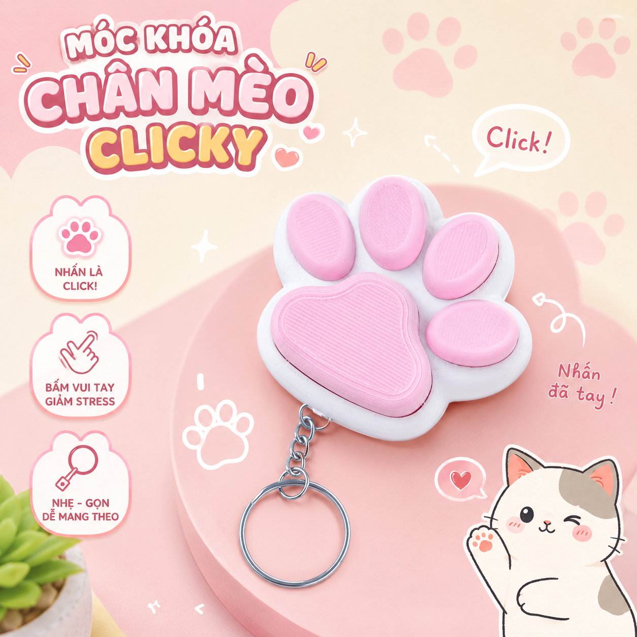 Móc Khóa Chân Mèo Clicky